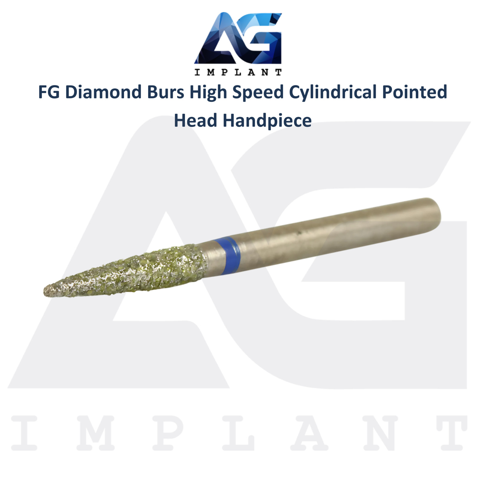 Dental FG Diamond Grit 10 Burs High Speed Cylindrical Pointed Head Handpiece