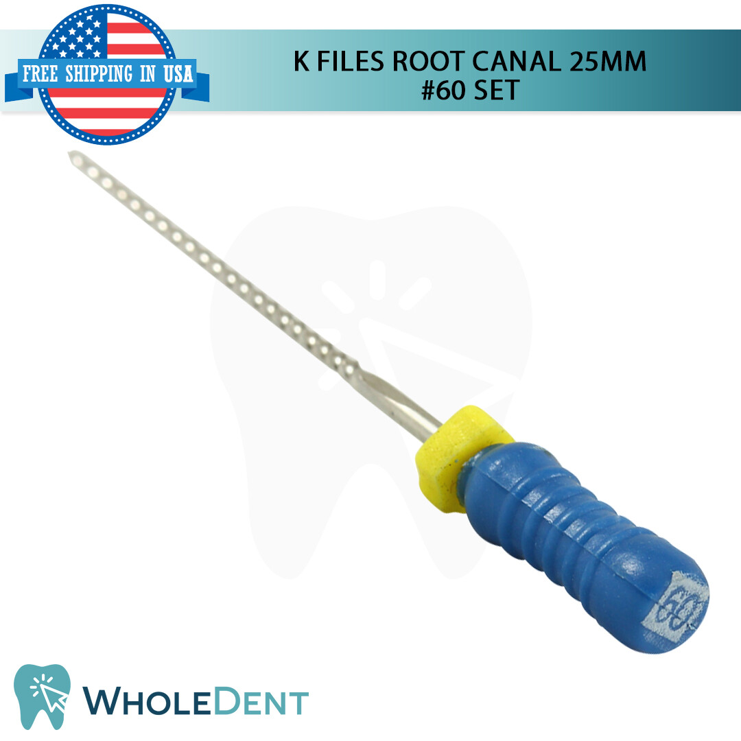 K Files Root Canal 25mm Hand Endodontic Dental Hedstrom 6pcs Pack Reamers #60