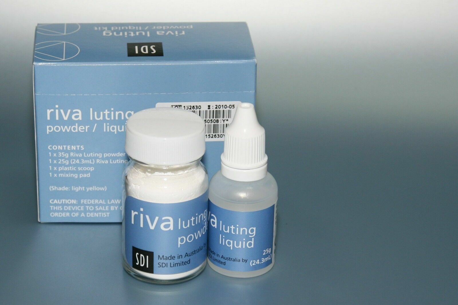 SDI Riva Luting Glass Ionomer Luting Cement 35g+25g+Accessories Antimicrobial