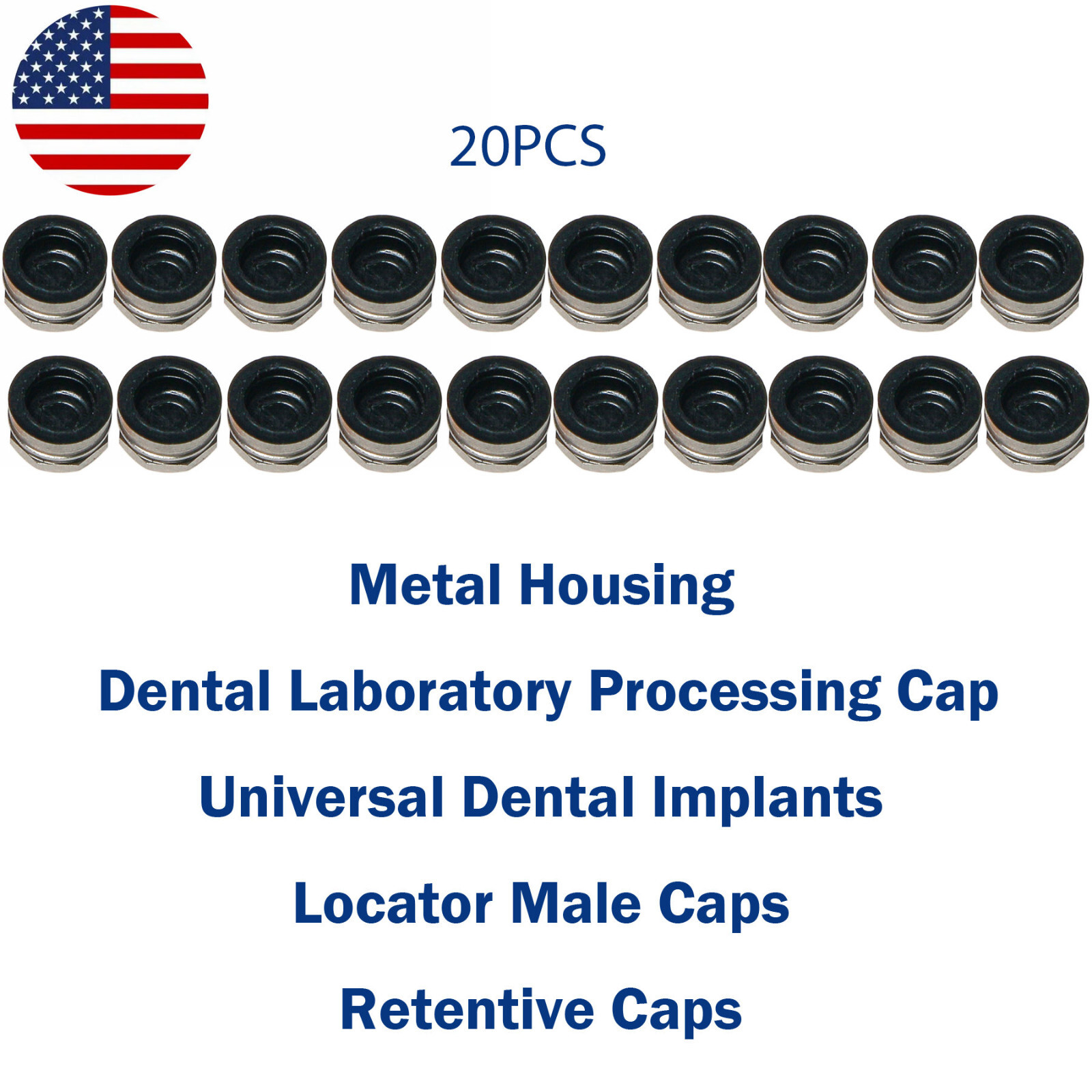 20pcs Overdenture Locator Abutments Replacement Metal Housing & Lab Cap Assembly