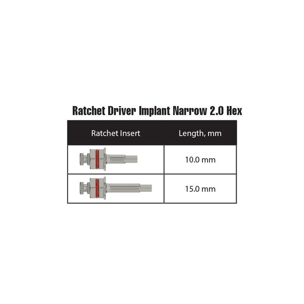 2x Dental Fixture Hex Driver Ratchet Tool For Slim Narrow NP Ø2.00 L10/15mm