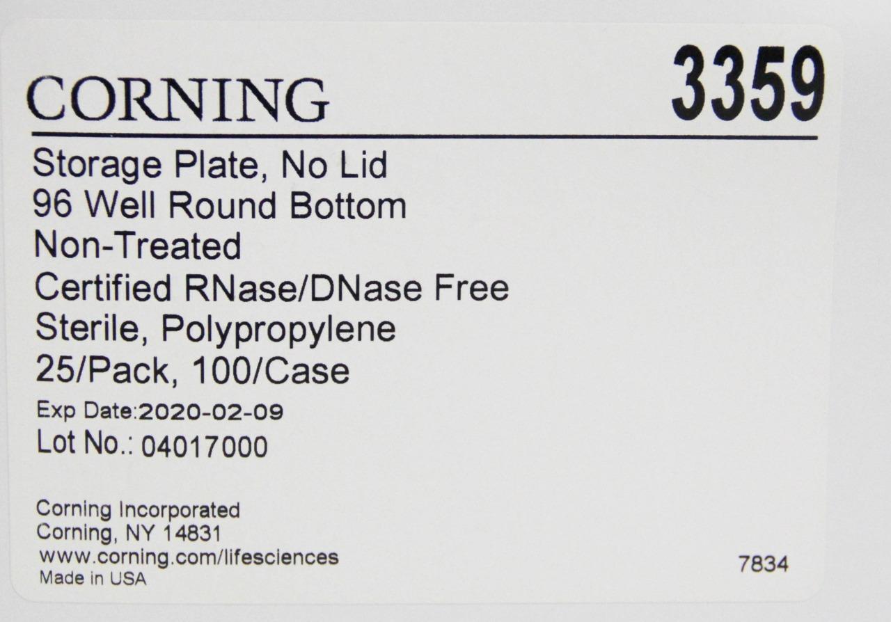 Corning 3359 Storage Plate No Lid Sterile Polypropylene NEW LOT OF 25 (6089)