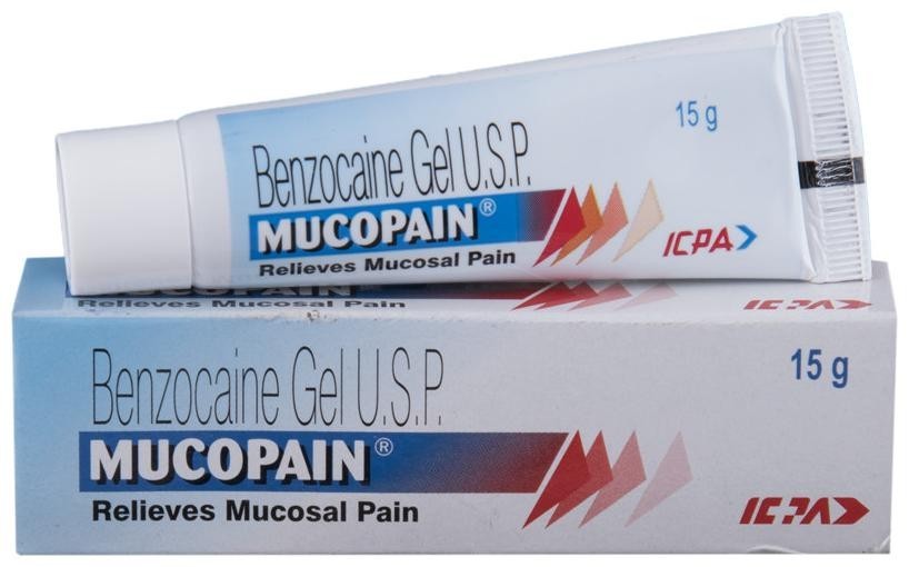 MUCOPAIN Dental Mucosal Gel for Mucosal Pain Relief 15g Tube ICPA