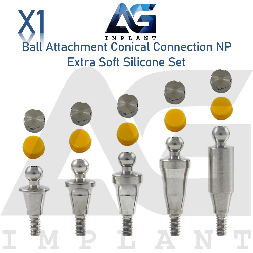 Ball Attachment Extra Soft Silicone Cap Set Conical Connection NP System 2.25mm