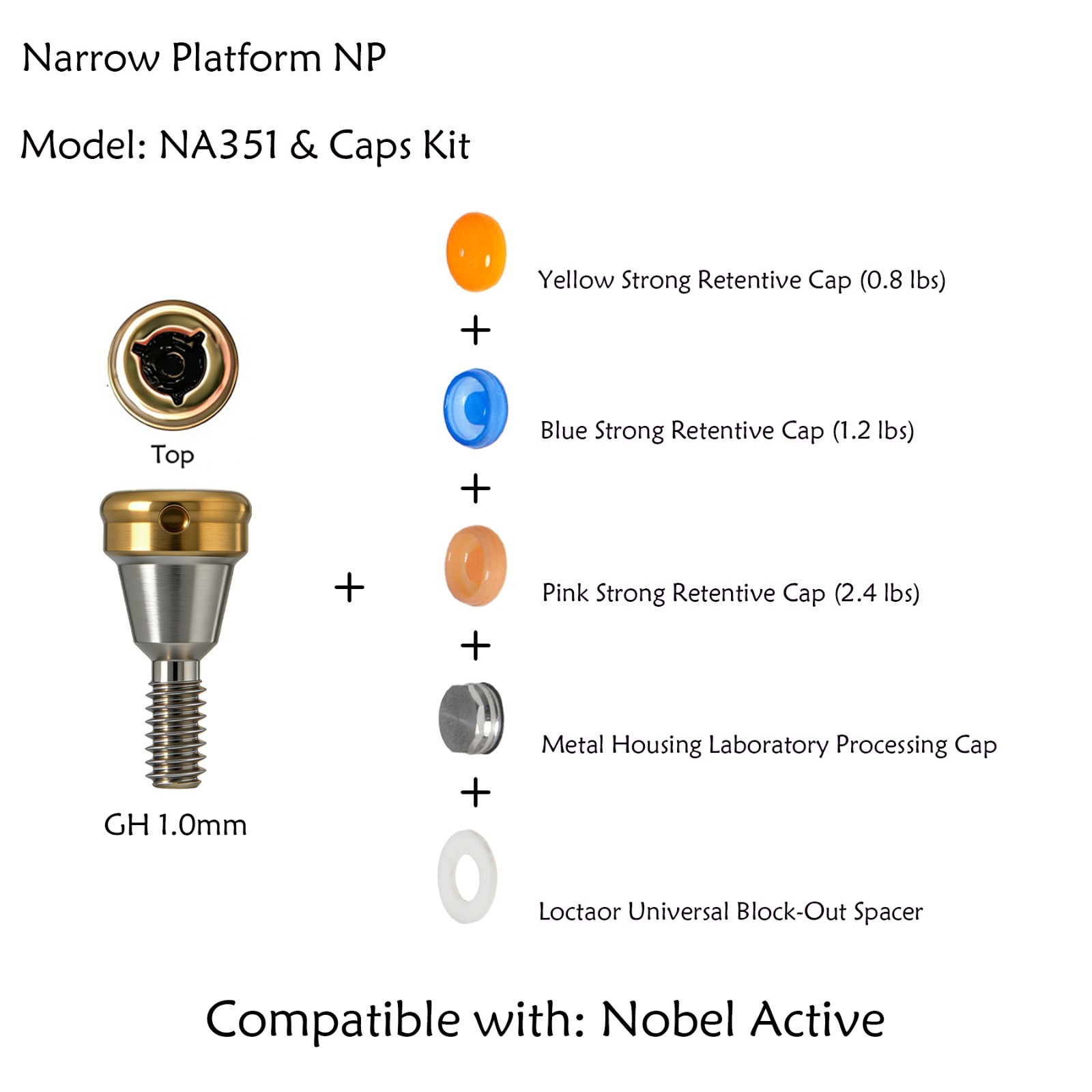 US Locator Tapered Abutment for Nobel Active Biocare Conical Connection NP 1-5mm