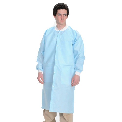 ValuMax 3660SBS Extra-Safe Lab Coats Knee Length Sky Blue Small 10/Pk