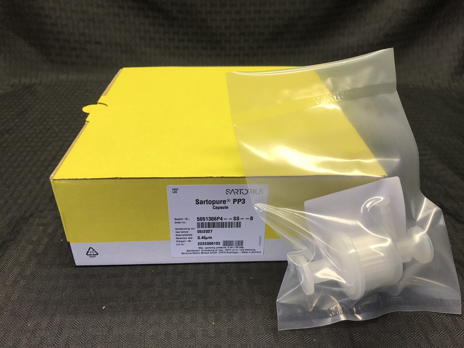 (5/Pk) SARTORIUS Sartopore PP3 Liquid Filter Capsule 0.45um Size 4 5051306P4SSB