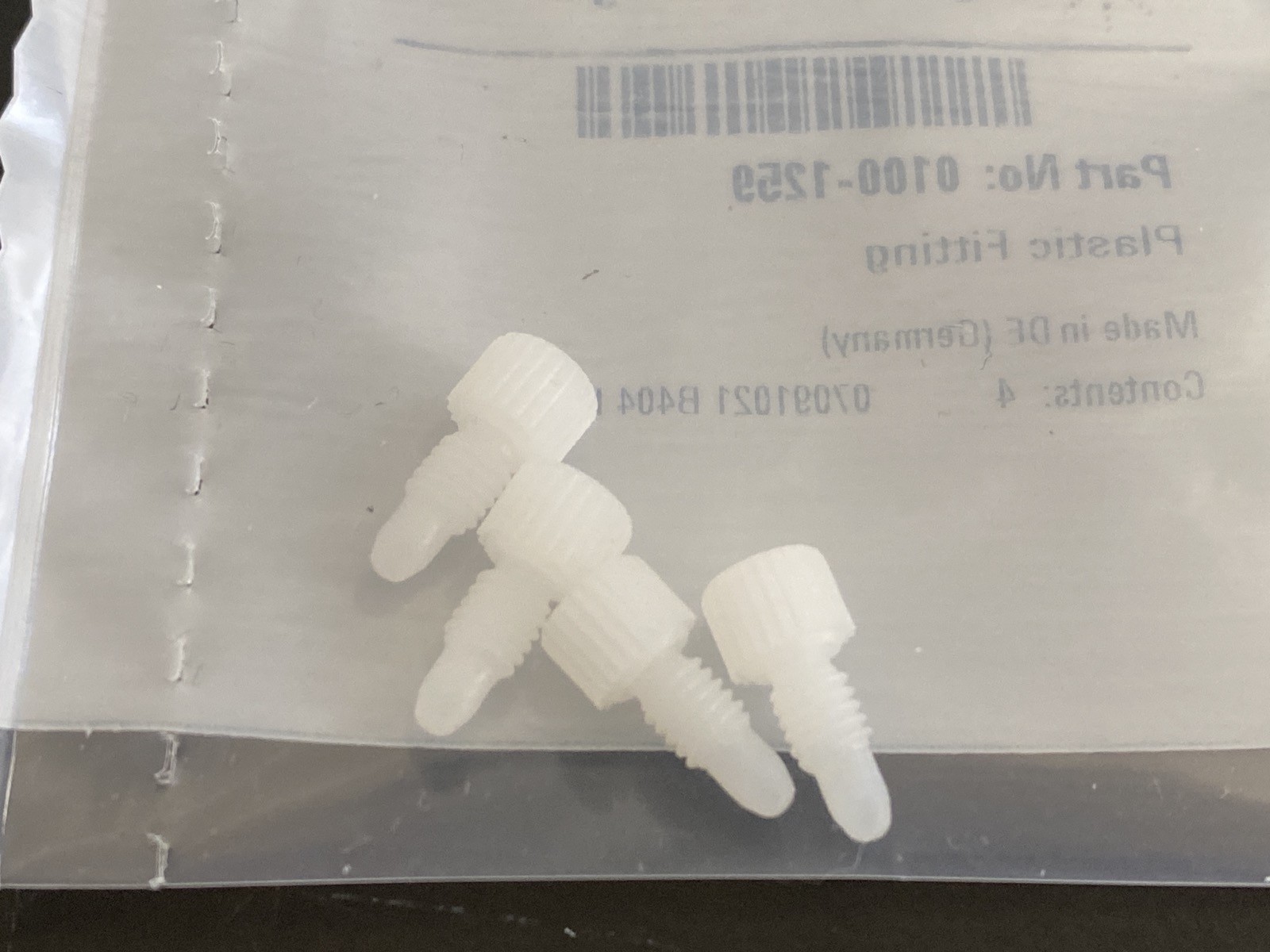 (4/Pk) AGILENT HPLC Plastic Fittings Blank Nut Low Pressure Plug 0100-1259