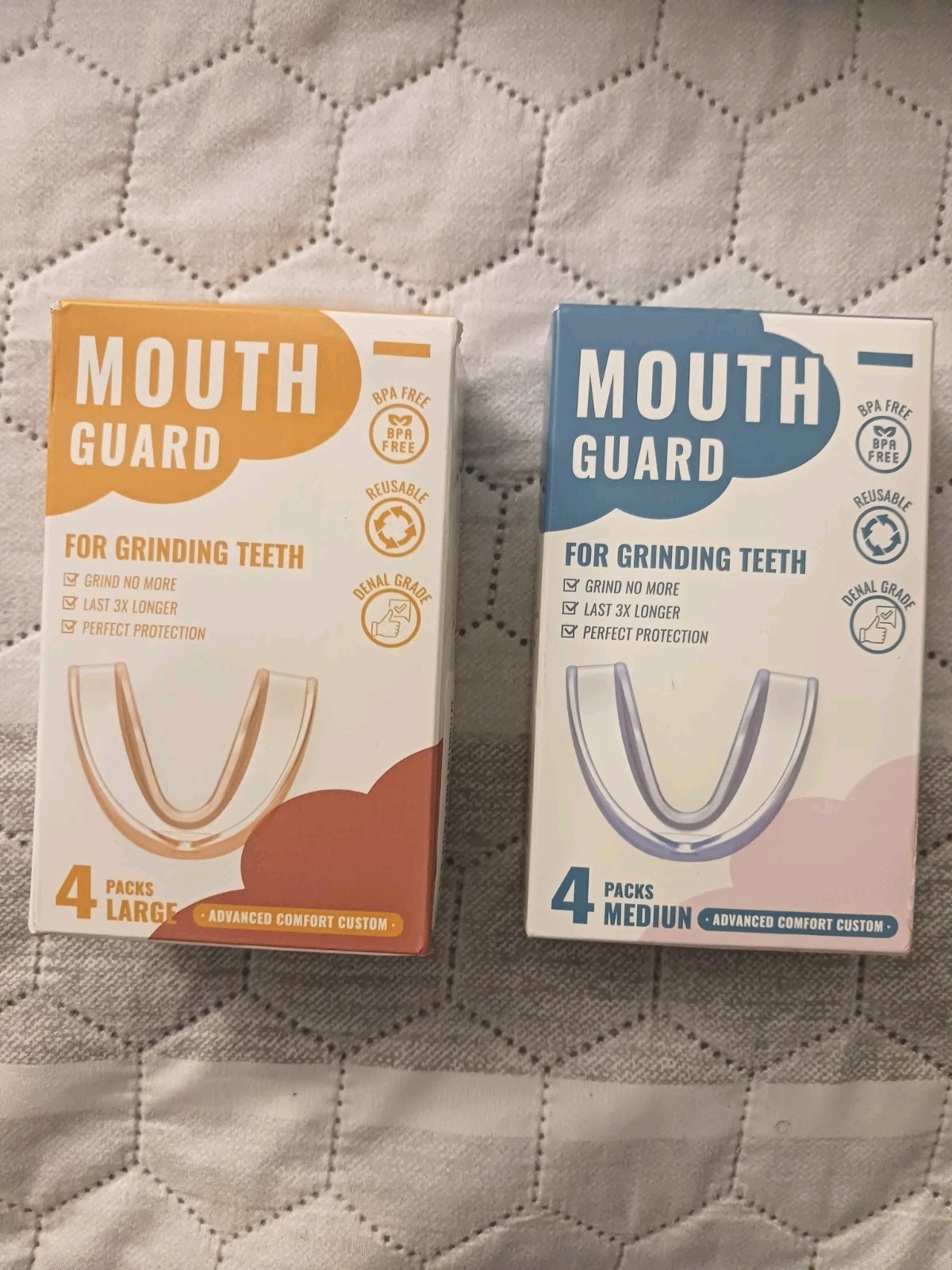 Two- 4 Packs Mouth Guards Teeth Grinding Snoring * Size Medium + LARGE New