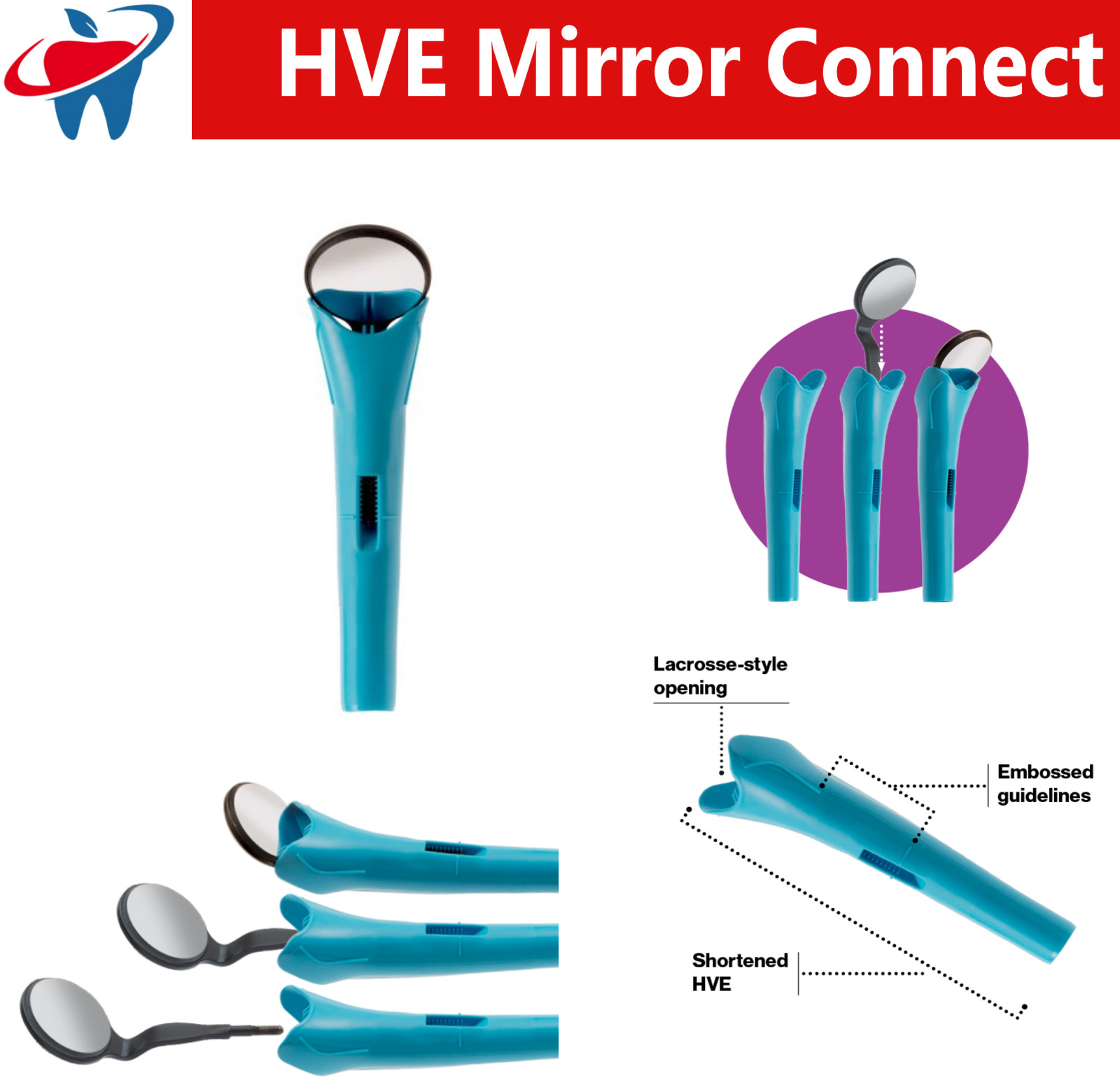 Dental HVE Mirror Connect Kit Refill, Connector HuFriedy Purevac Type Swivel