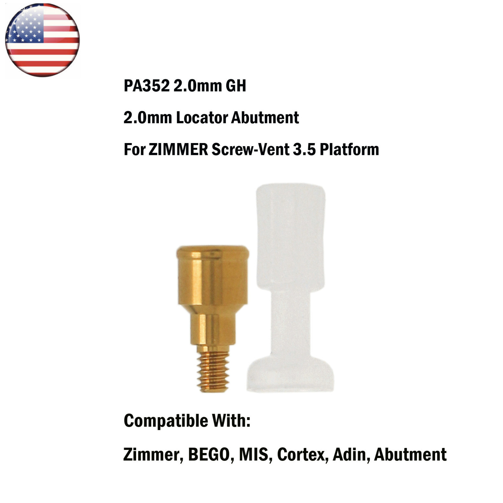 US Locator Abutments 1-5mm For Adin Zimmer Cortex BEGO 3.75 MIS Male Caps Tool