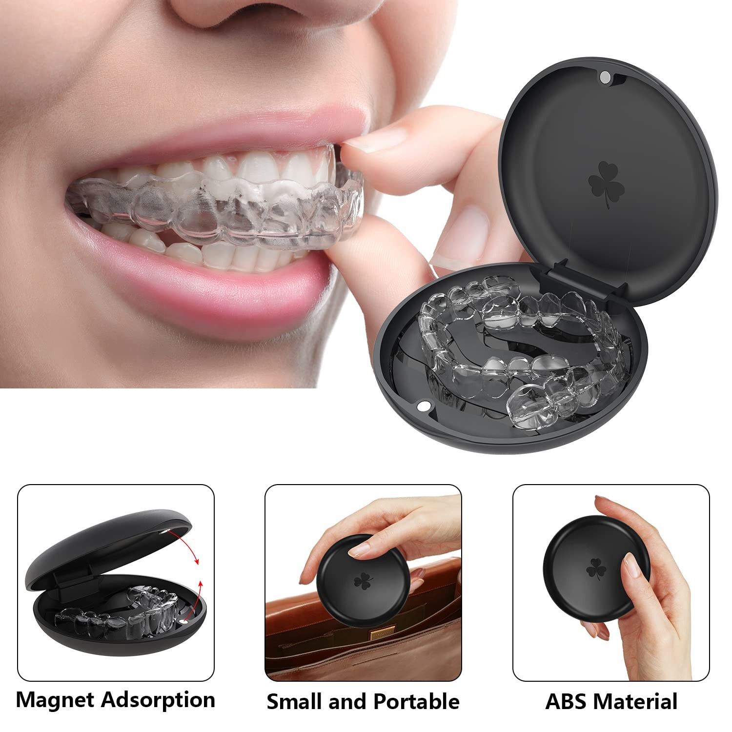 ARGOMAX 2-Pack Slim Aligner and Retainer Case, Portable Black+black