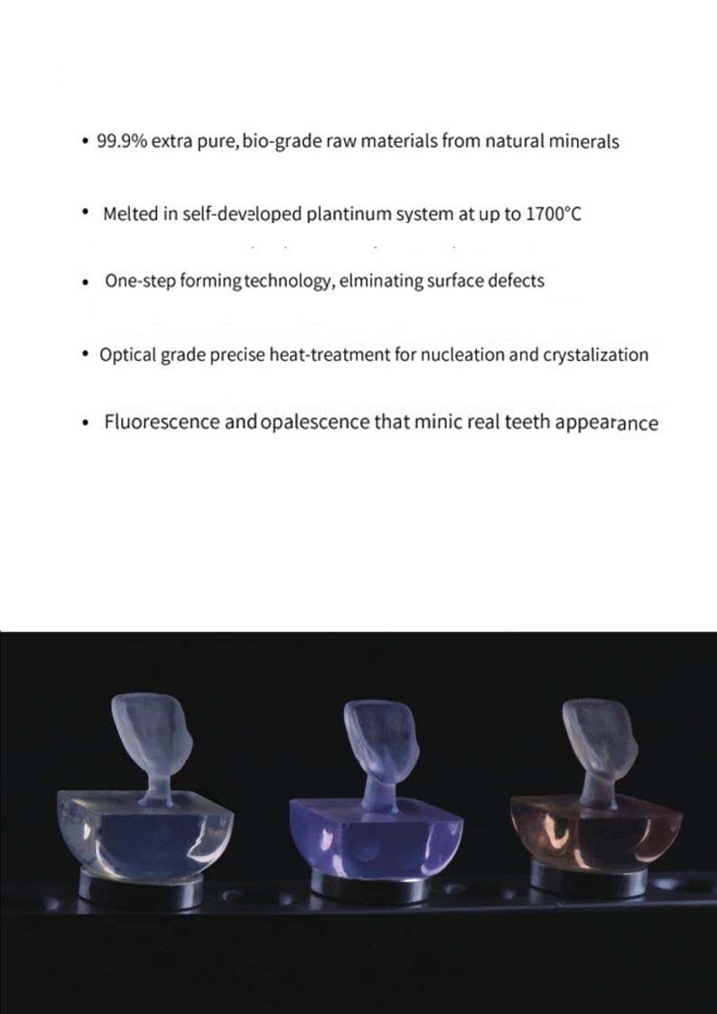 4 Pieces/Box B40 Lithium Disilicate HT/LT Glass Ceramic Blocks 40-15-14mm