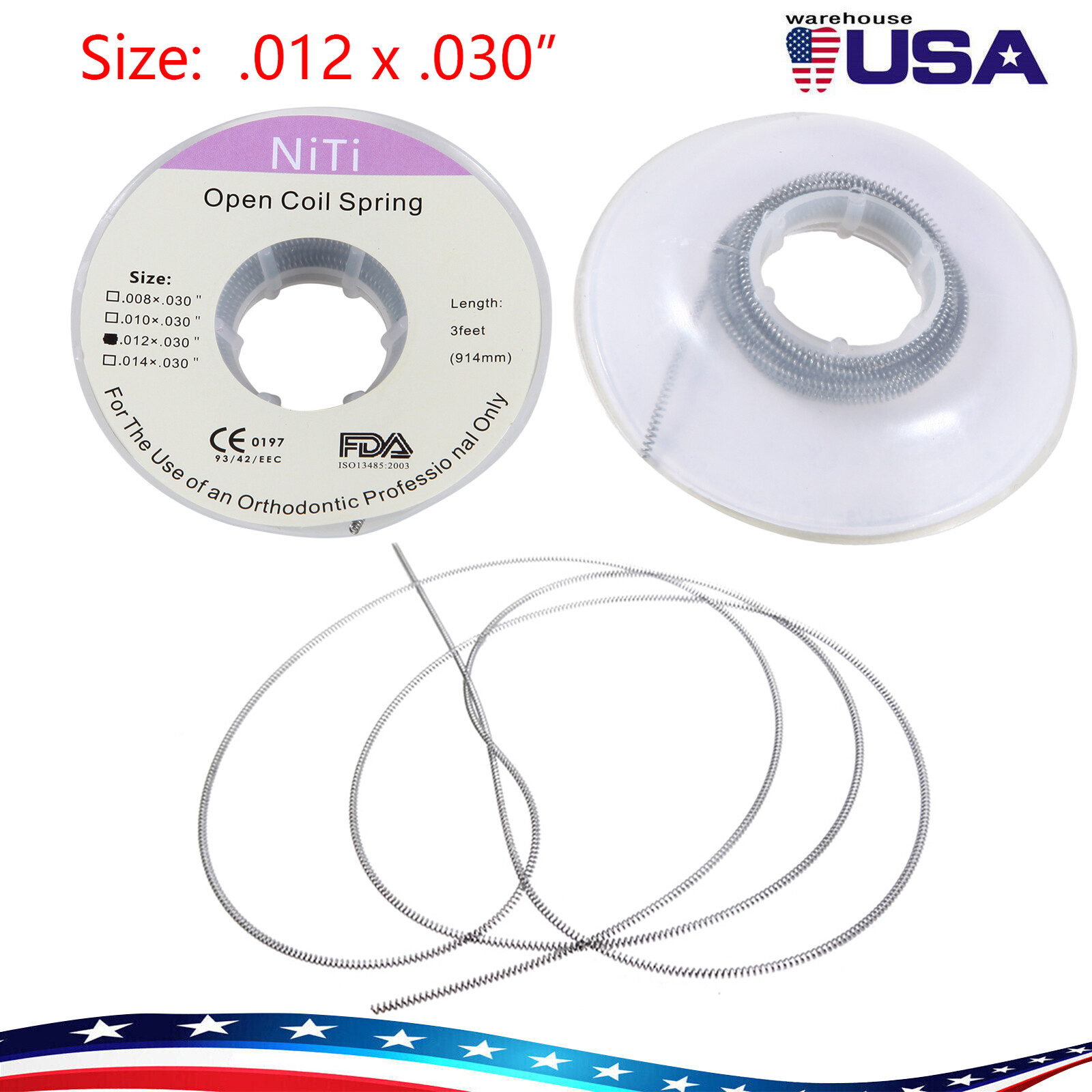 10 Roll Dental Orthodontic Niti Open Coil Spring Spool Dia.012 *030 ” inch 914mm