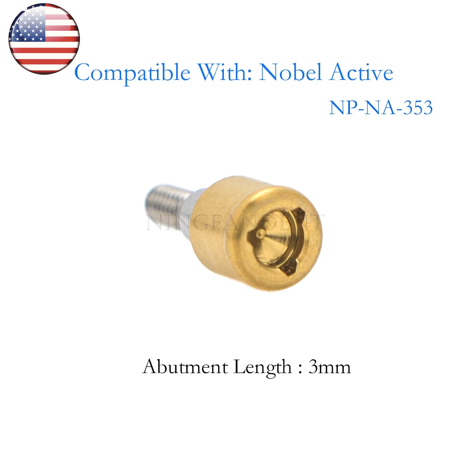 US Implant Locator Abutment Nobel Active NP 3.5mm D 3mm AH Overdenture Male Cap