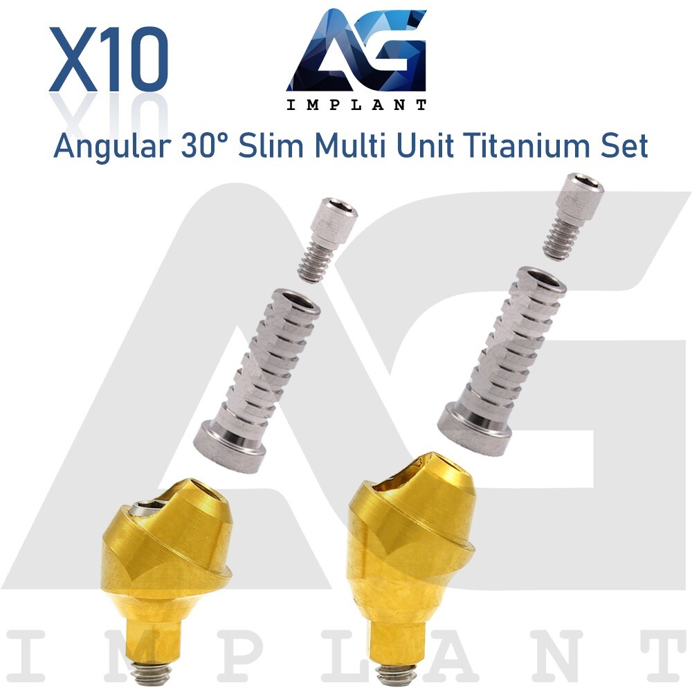 10 Angular Slim Multi Unit 1.6 Prosthetic 30° Set Titanium Sleeve With Screw