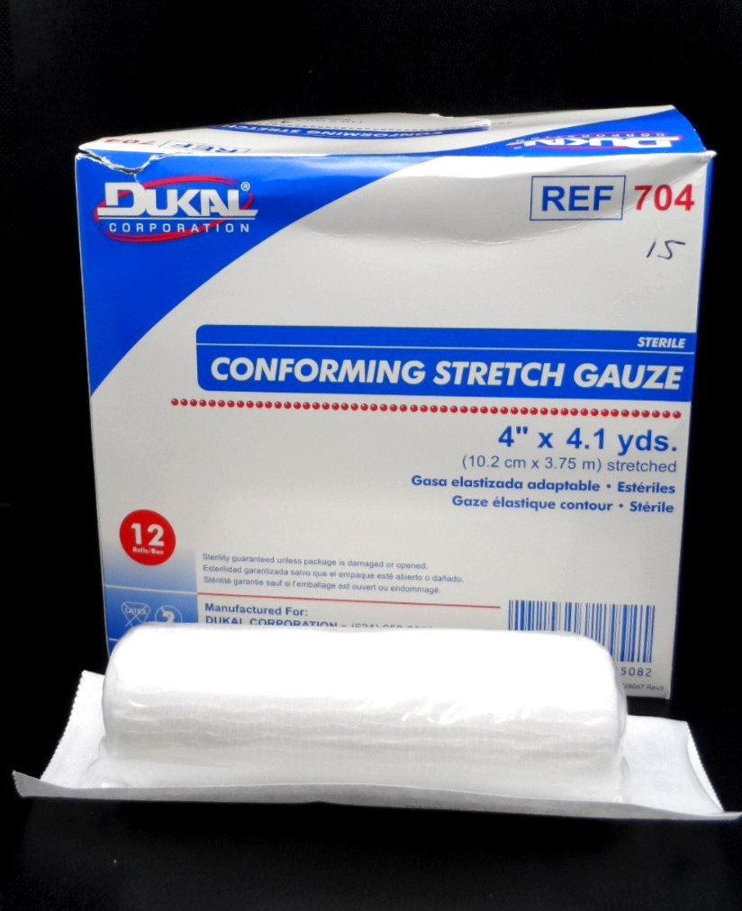 Dukal 704 Conforming Stretch Gauze Sterile 4″ x 4-1/10 Yd (12 Rolls/Box )