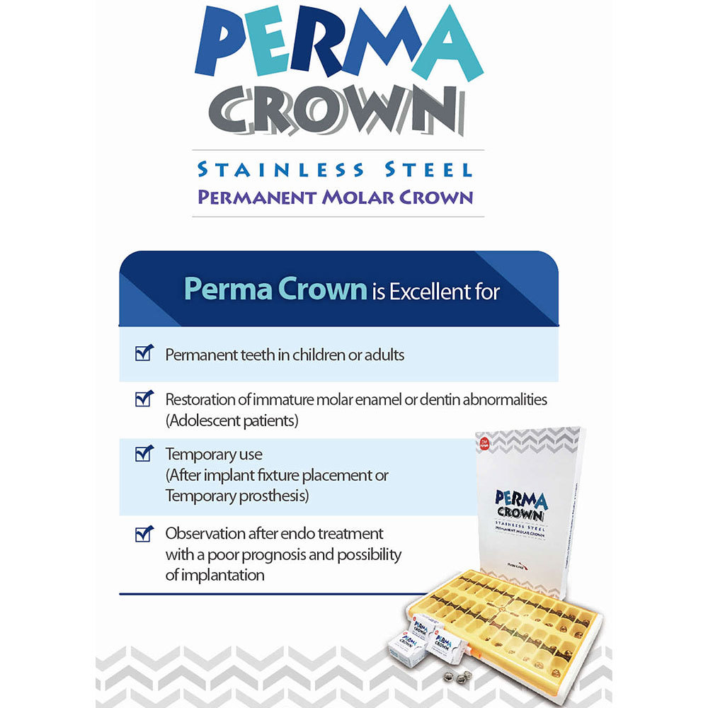 (5 refill) Stainless Steel Permanent Molar Crown Perma Crown compatible