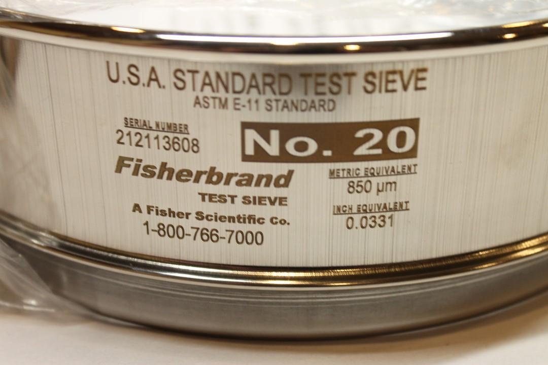 Fisherbrand U.S. Standard Stainless Steel Test Sieve 0488110M 8 in. x 2 in NEW