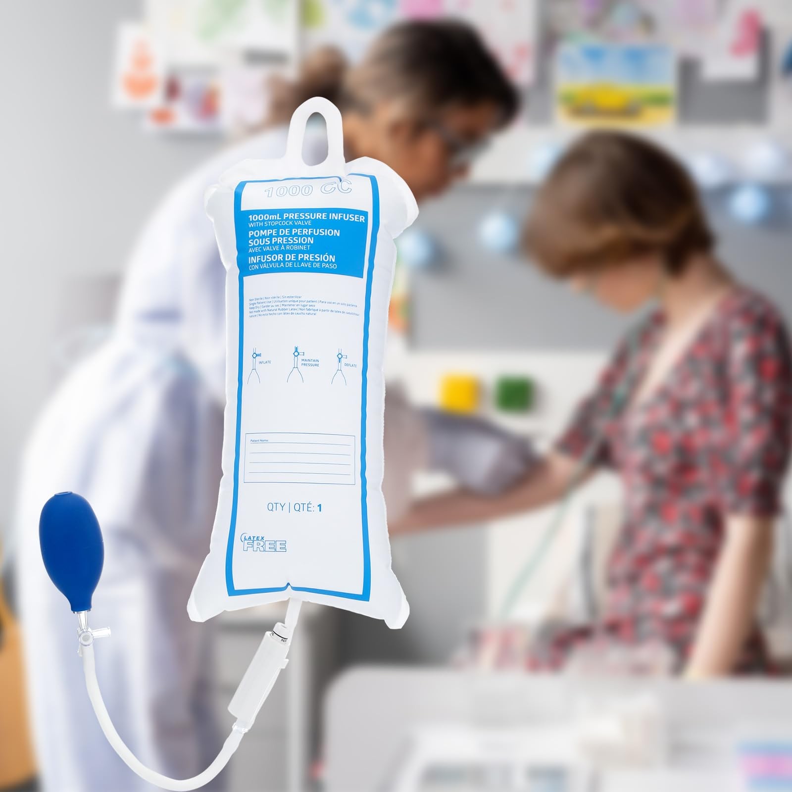 Geiserailie Pressure Infusion Bag 1000ml Iv Pole Sack with 3-way…
