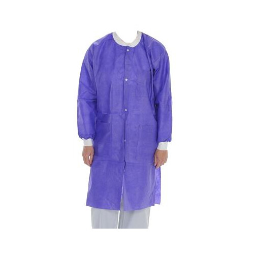 ValuMax 3660VPXS Extra-Safe Knee-Length Lab Coats Violet Extra Small 10/Pk