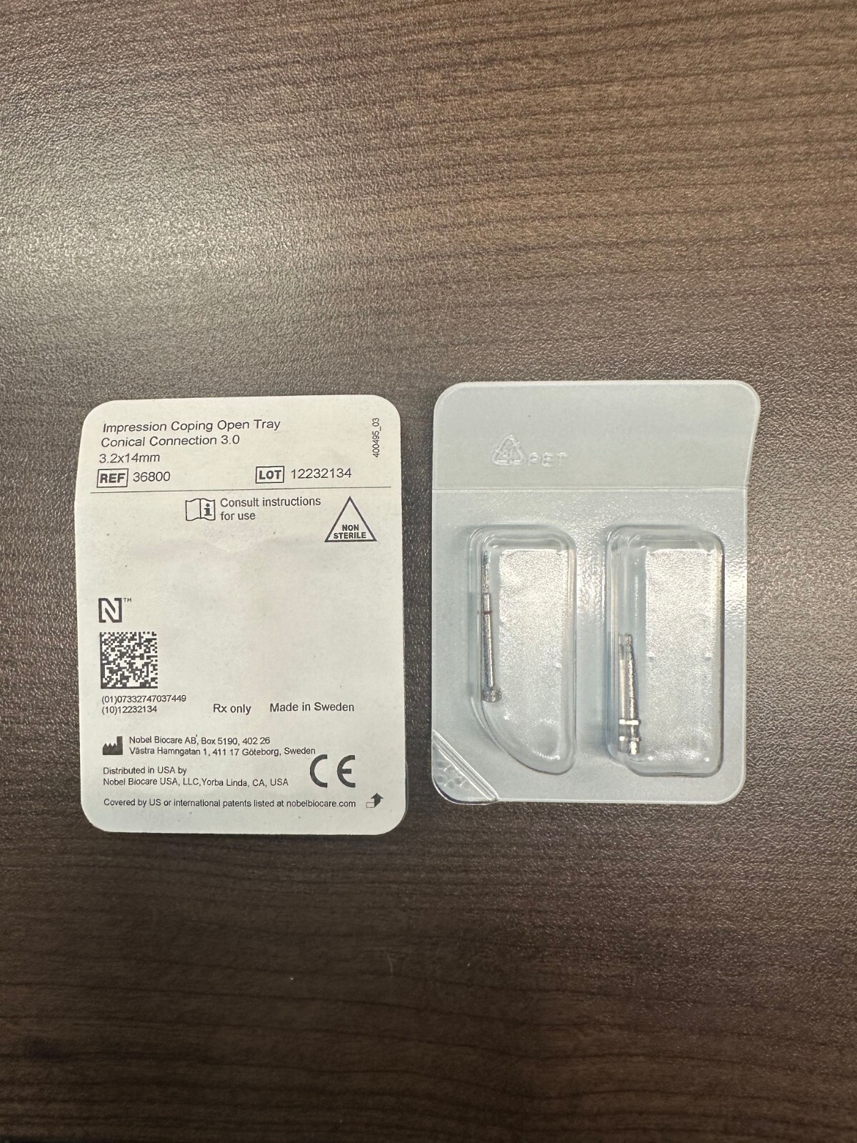 Nobel Biocare Conical 3.0 Open Tray Impression Coping 3.2 X 14mm (REF 36800)