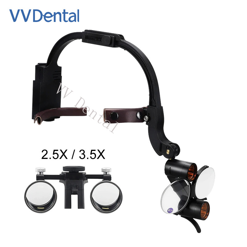 2.5X 3.5X Dentist Loupes Dental Binocular Glass Magnifier with 5W Led Head Light