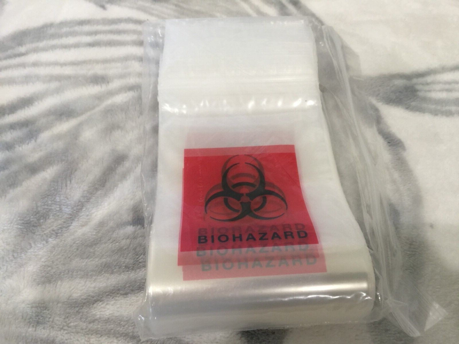APQ Pack of 100 Biohazard Specimen Bags Black and Red 3 x 5 Zipper Top Plasti…