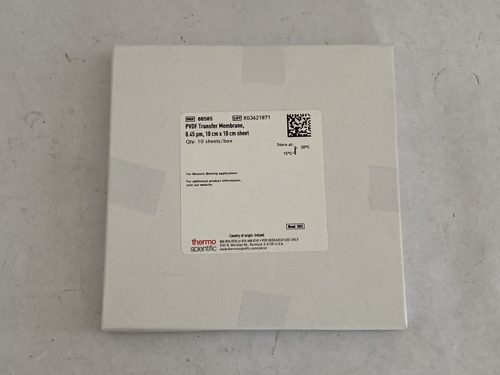 (10/Pk) THERMO Pierce Gel Blot PVDF Transfer Membrane 0.45um 10x10cm 88585
