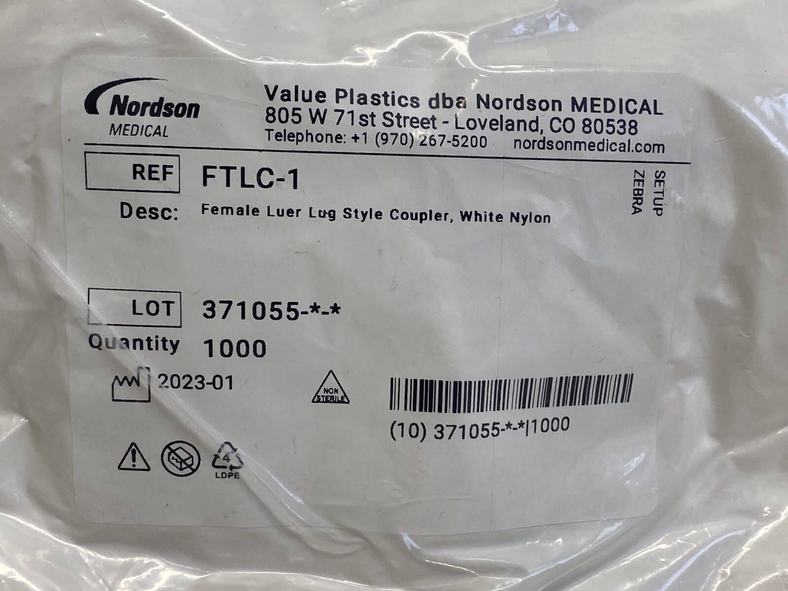 (1000) NORDSON VALUE PLASTICS Nylon Female Luer Lug Style Coupler White FTLC-1