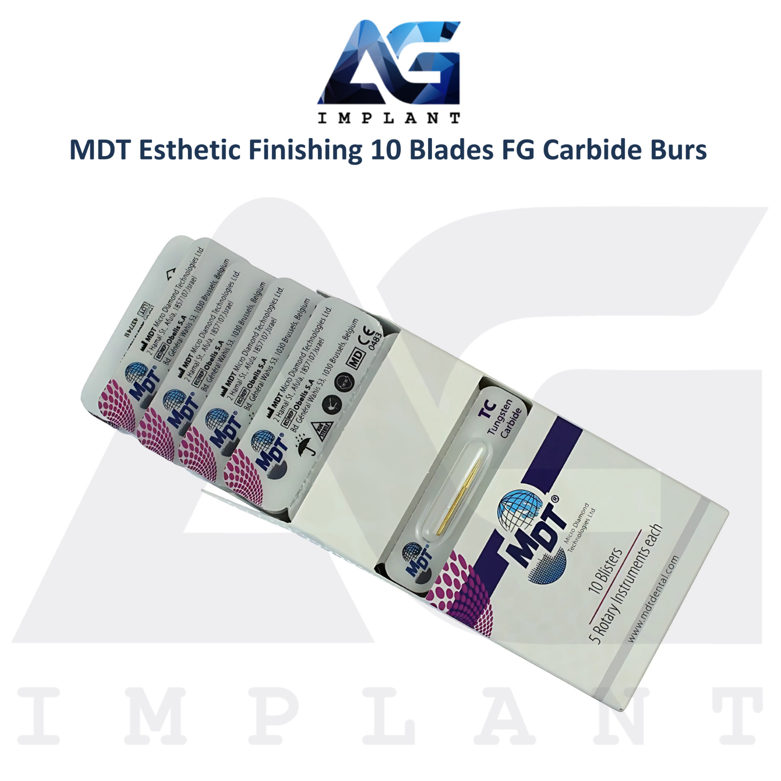MDT FG Carbide Esthetic Finishing 10 Blades Bur Ø0.14mmX9.0mm Polish Tooth