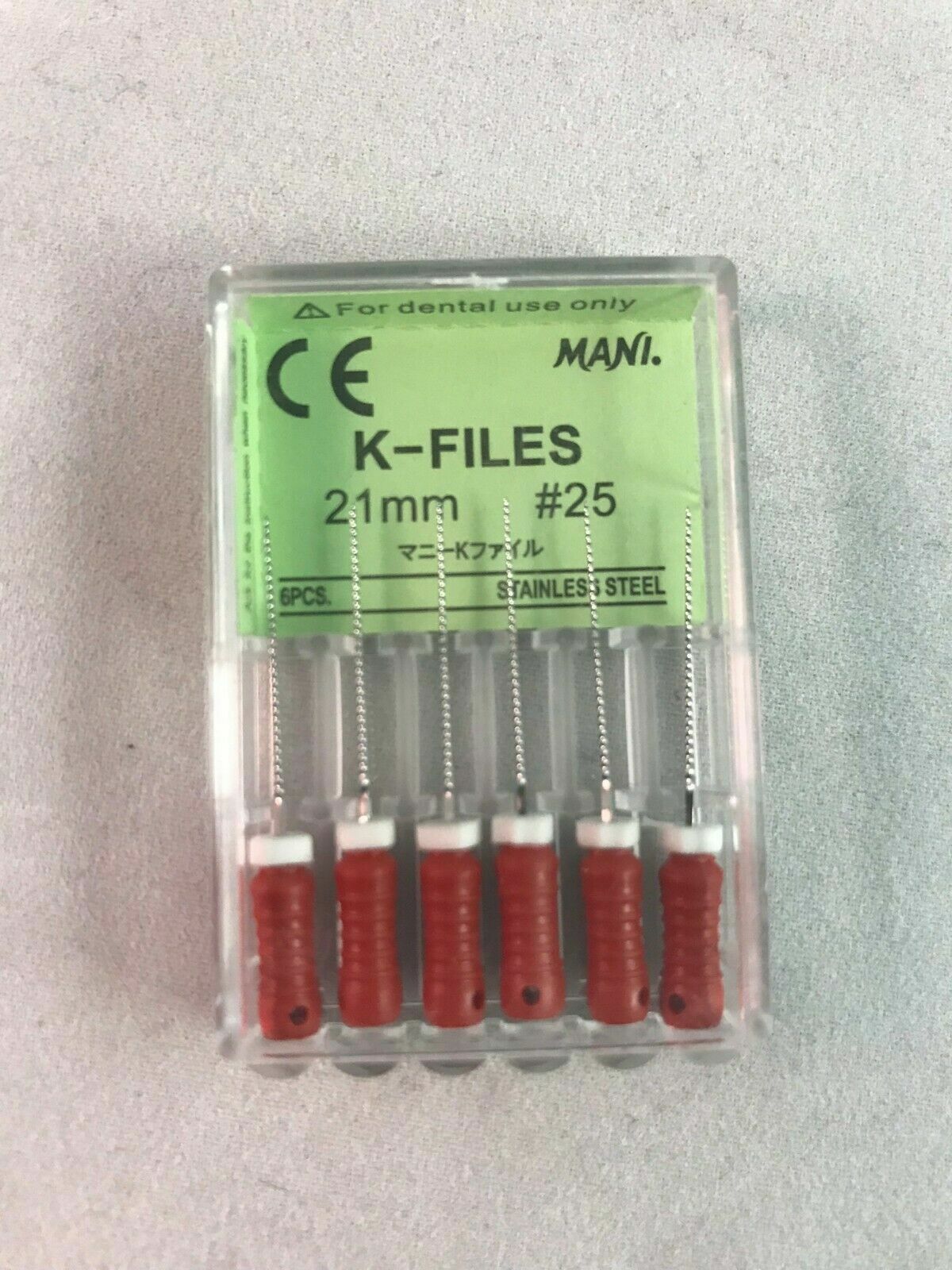 Mani Dental Root Canal Endo Stainless Steel K-files 21mm Size #25 30 Files/pk