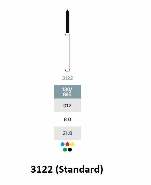MICRODONT BEVELED CYLINDER 3122 (Standard) FG diamond burs 10/pk Made in Brazil