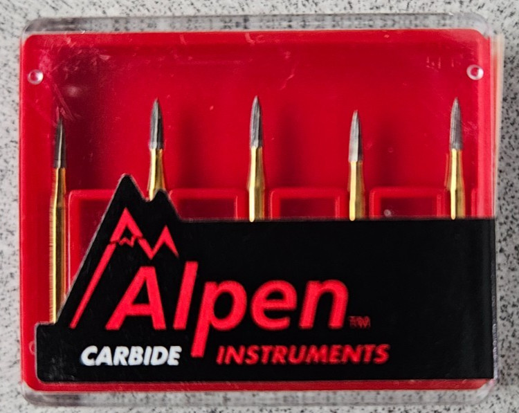 Alpen Instruments #R707902 FG 12-Blade Needle Shaped Carbide Bur- 1 Pk of 5 Burs