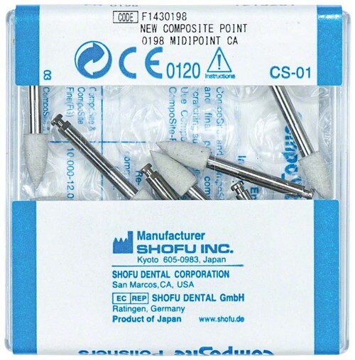 Dental Abrasives-12pc. Composite Polishers Stones Shank CA Shape MidiPoint Shofu