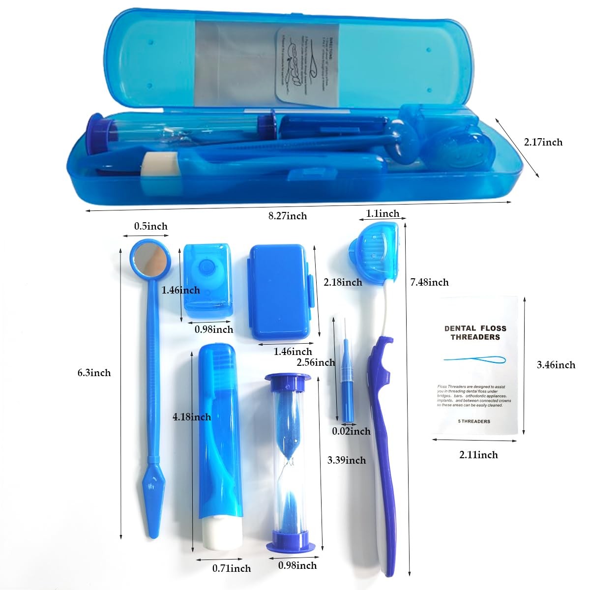 EASYTODENTA 8-in-1 Portable Orthodontic Oral Care Kit Braces Cleaning Blue
