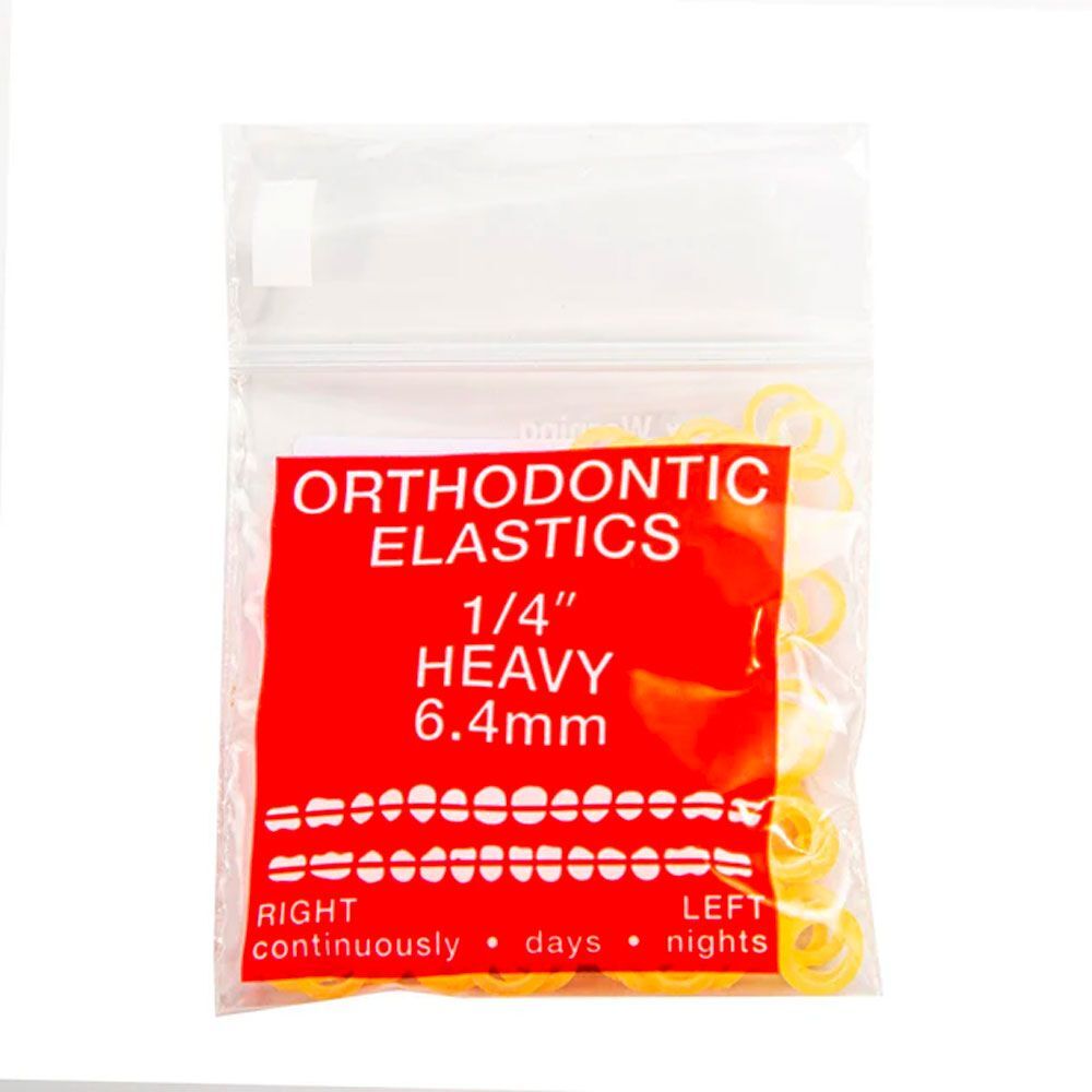 JMU Orthodontic Latex Elastics, Heavy 1/4″, Yellow, 100/Bag