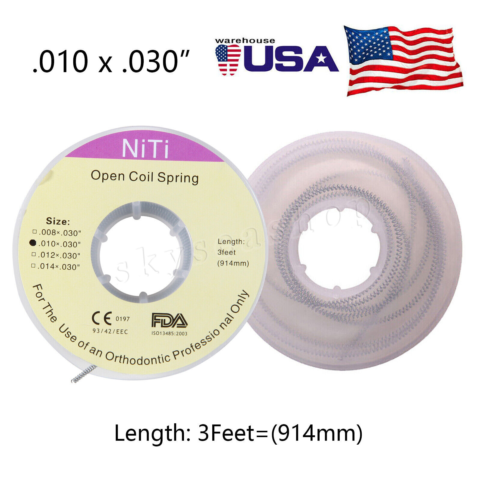 10 Roll Dental Orthodontic Niti Open Coil Spring Spool Dia.010 *030 ” inch 914mm