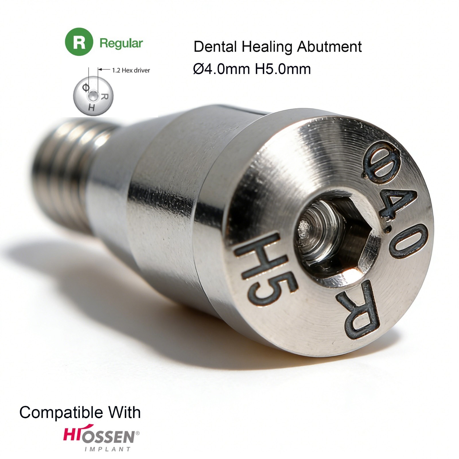 Dental Healing Cap Abutment Regular Platform Compatible Hiossen ET Conical 5.0mm