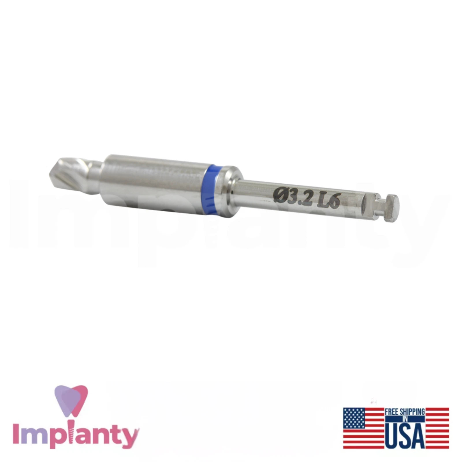 GDT Integral Stopper Dental Precise Stainless Steel Blue Drill Ø3.2mm Diameter