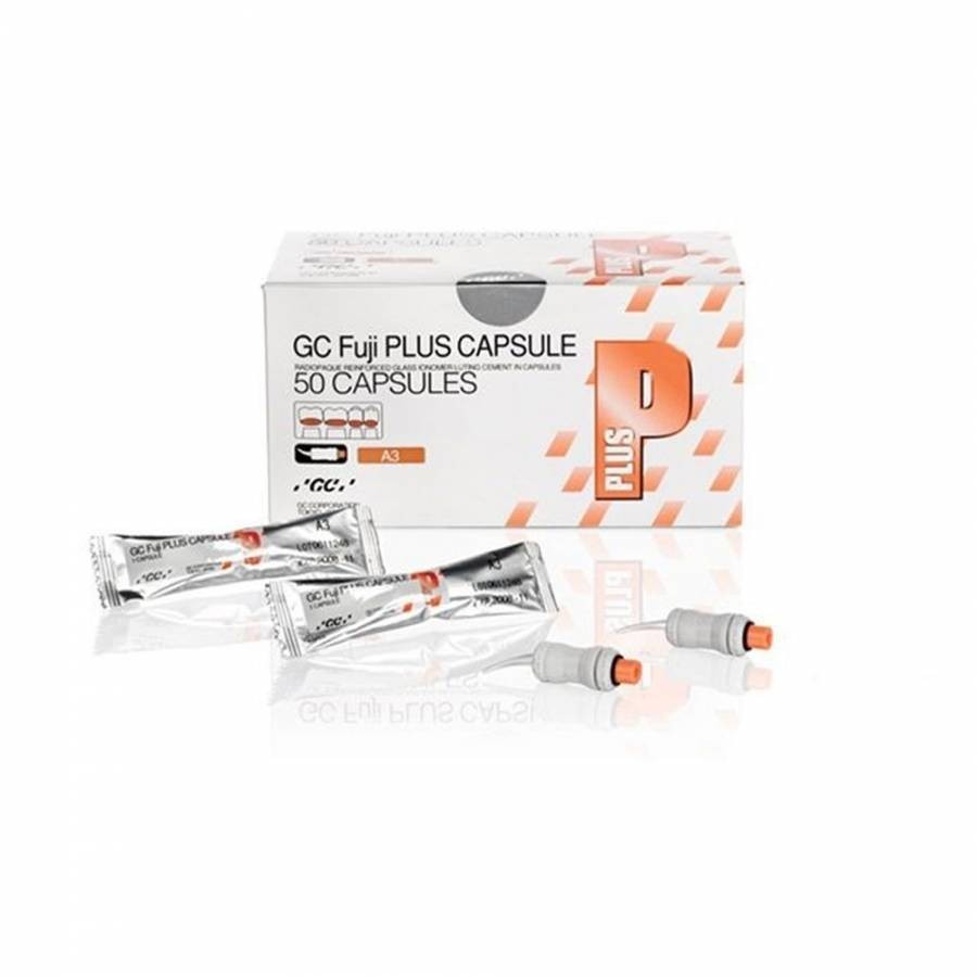 GC FUJI PLUS Radiopaque Reinforced GIC Hybrid Dental Luting Cement 50 Caps.