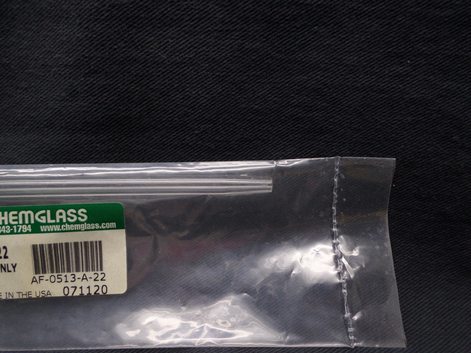 NEW Chemglass Glass Inner Tube Only for Airfree Schlenk Bubbler, AF-0513-A-22