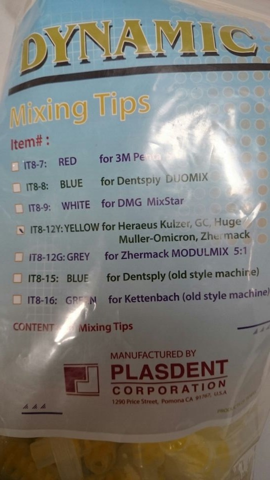 50 or 200 PK Yellow Dynamic Dental Impression Mixing Tips Heraeus Kulzer, GC ETC