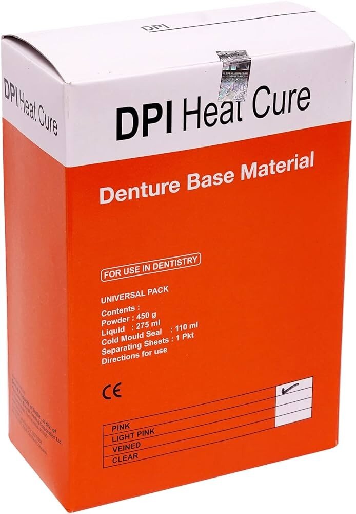 DPI Dental Heat Cure Denture Base Material Pack – Powder 450g + Liquid 275ml
