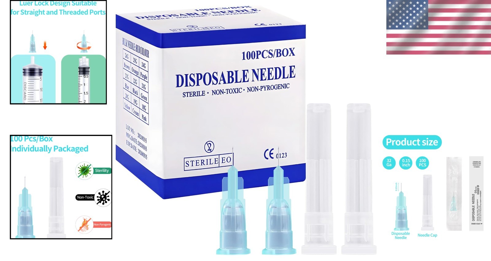 100pcs 32 Ga 4mm Syringe Set – Indispensable Lab Tools, Individually Sealed