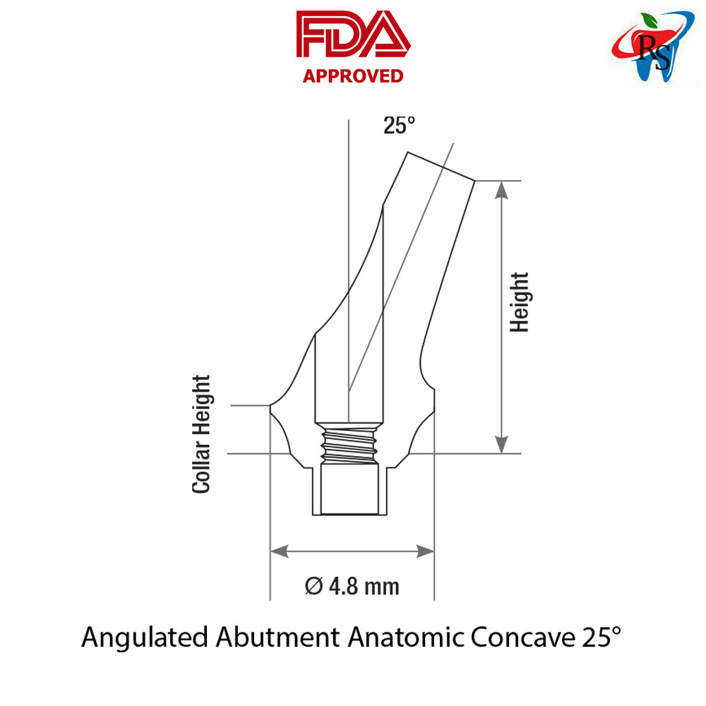 10pcs Abutments Concave Anatomic Angulated 25° Titanium Int Hex 1-4mm