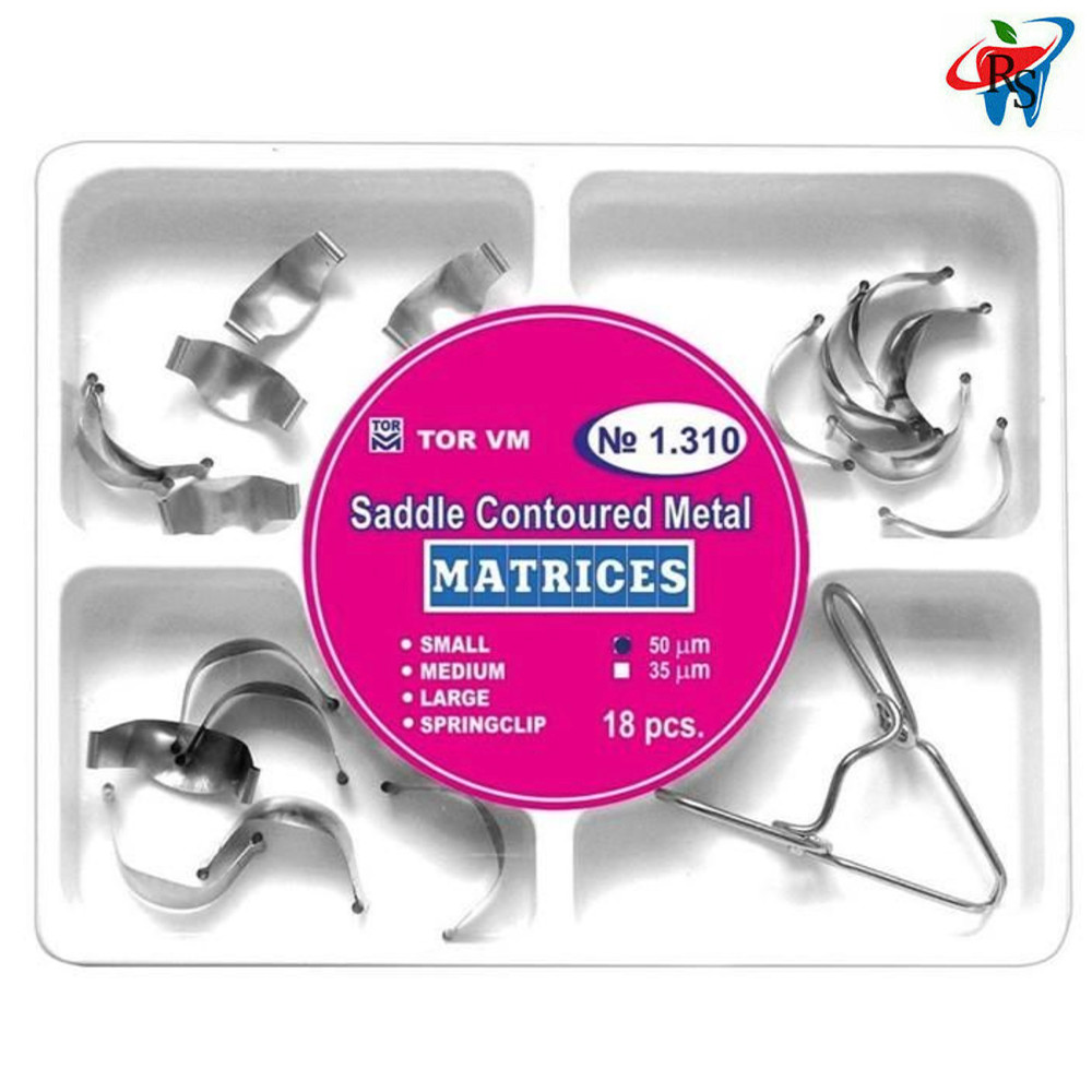 18pcs Dental TOR VM Saddle Contoured Metal Matrices Set With Springclip Kit