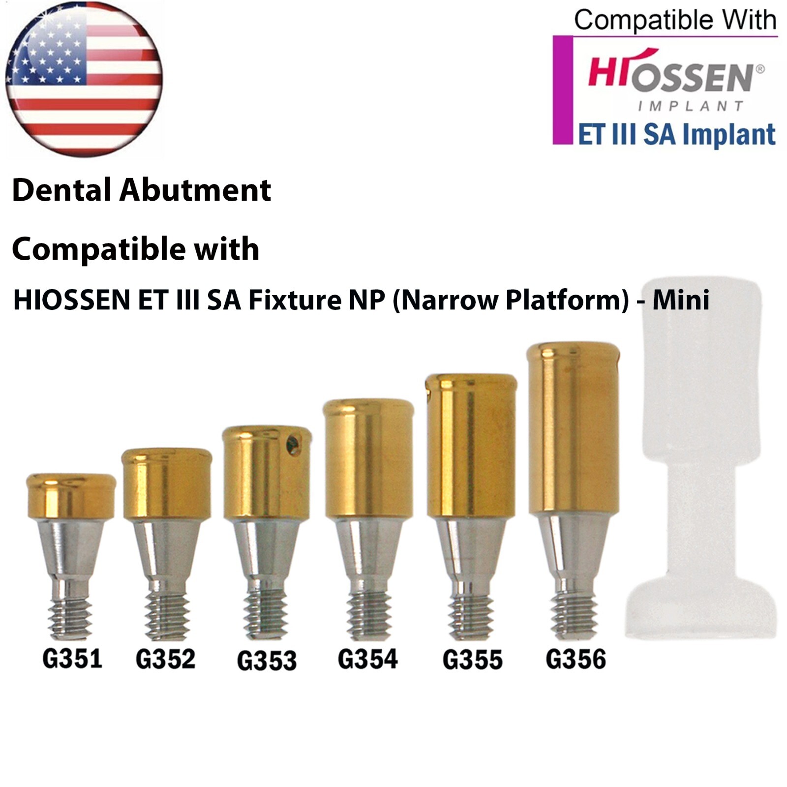 US Fit HIOSSEN Mini Dental Overdenture Locator Abutment 1-6mm GH & Male Caps Kit