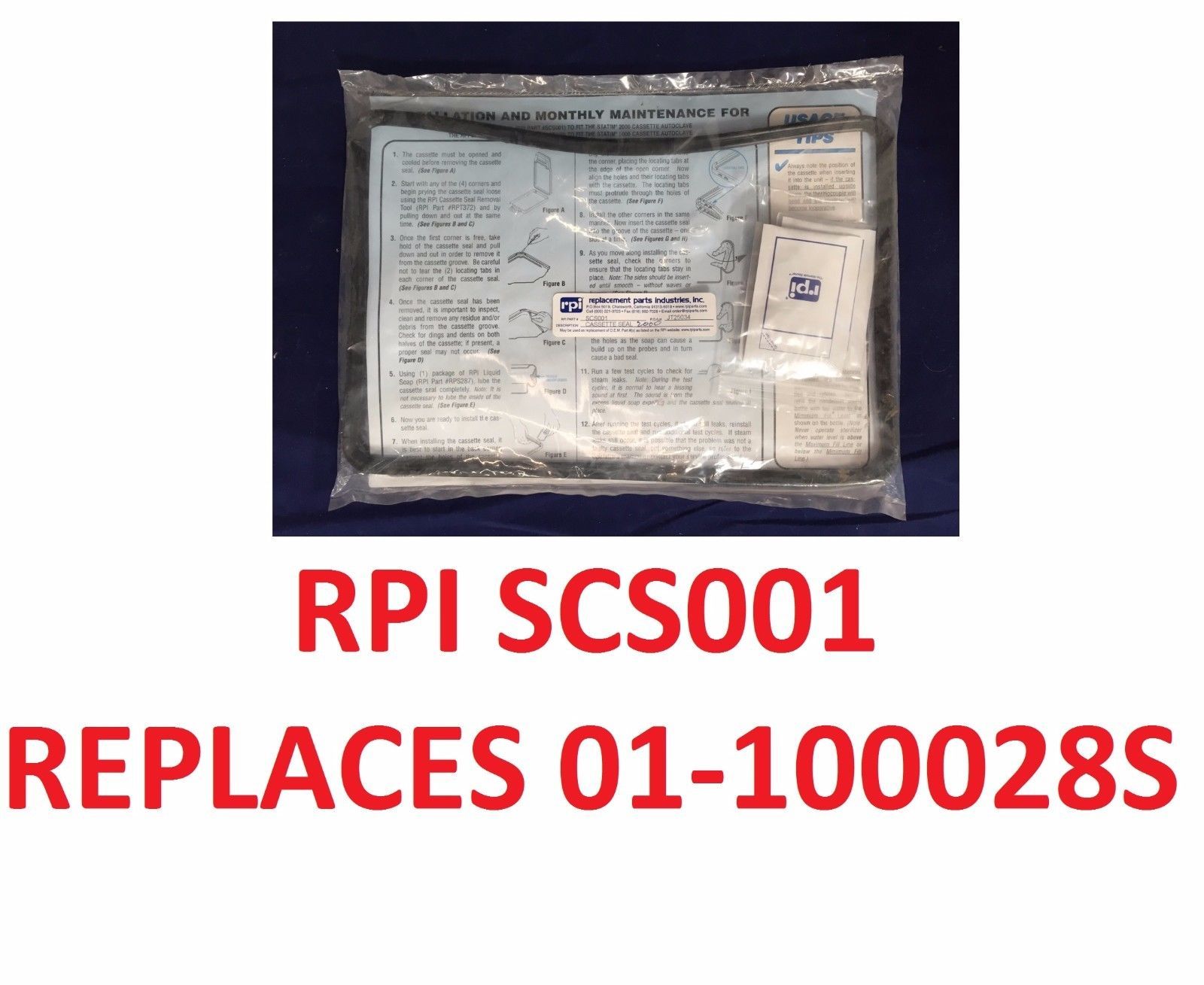 RPI Scican Statim 2000 G4 2000 Cassette Gasket Seal A/B with Lube Dental-