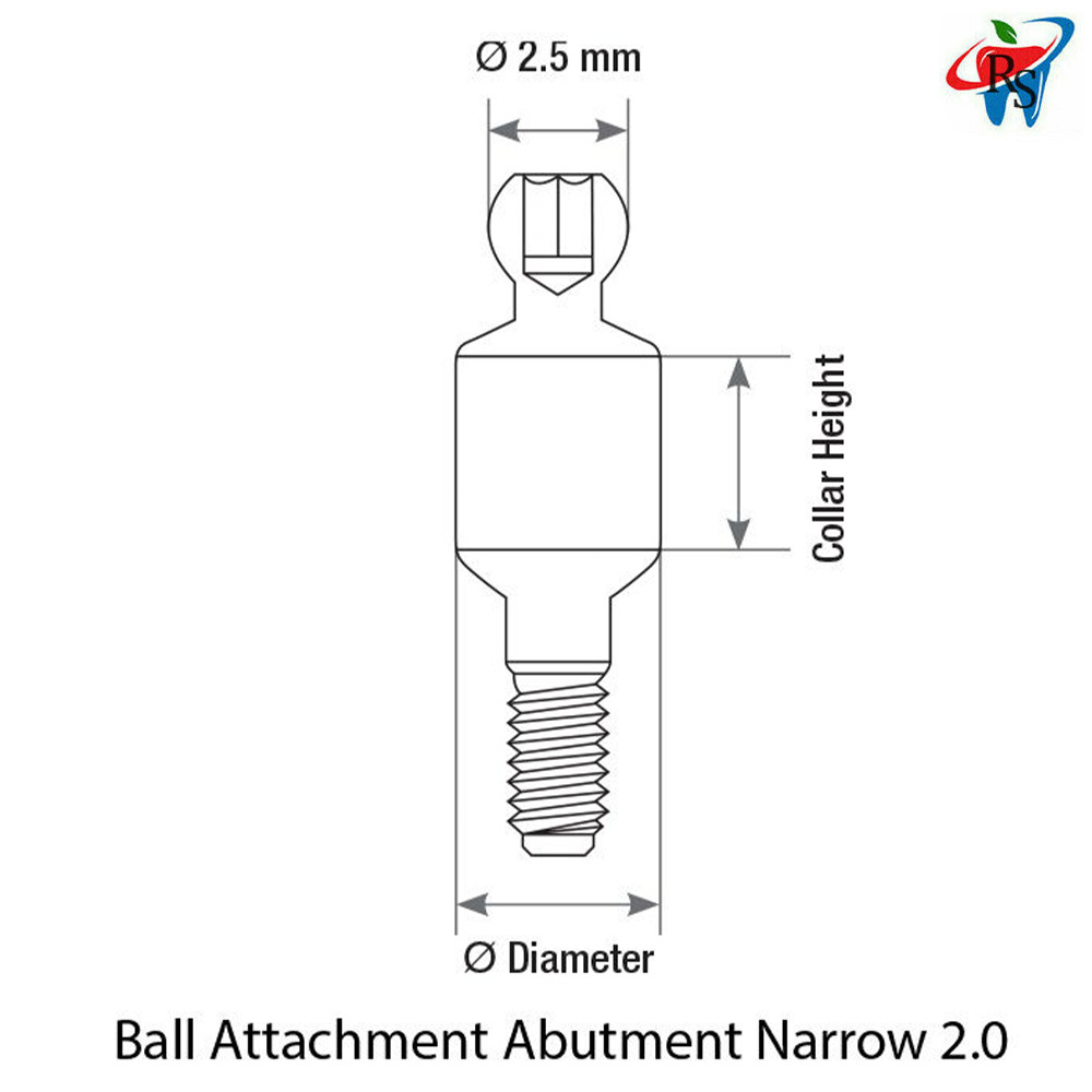 5pcs Dental Prosthetic Straight Ball Attachment Abutment Internal Hex 2.0mm NP